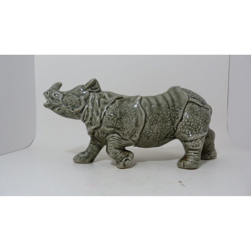Vintage MCM Stanfordware Ceramic Rhinoceros Rhino Figurine Planter #260 8.5 Inch